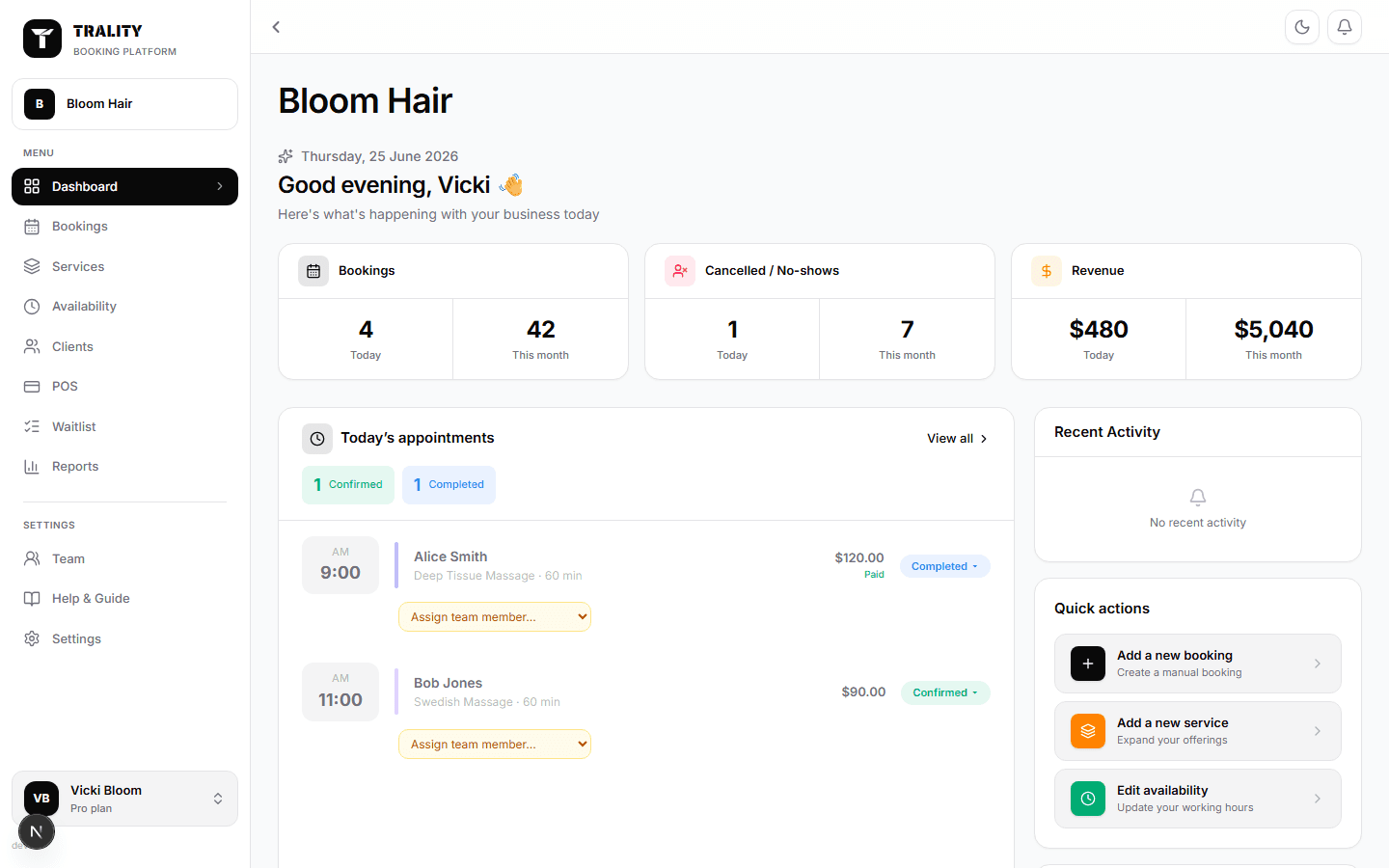 Dashboard screen